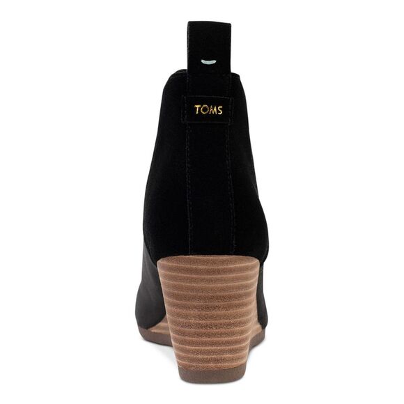 NWT TOMS Womens Black Gored Side Panels Padded Kelsey Round Toe Wedge Booties 9 - Picture 2 of 5